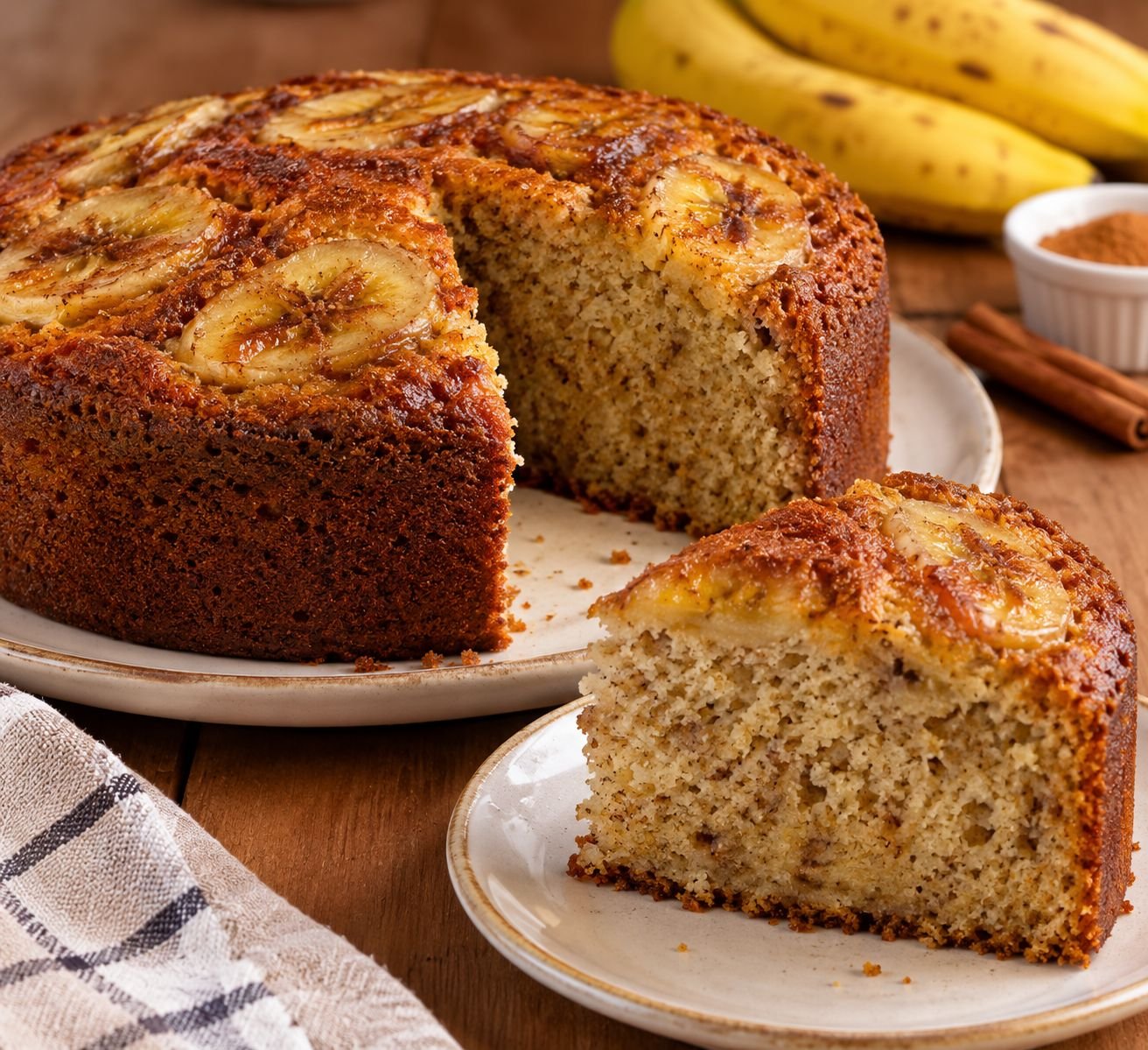 bolo de banana simples e fofinho