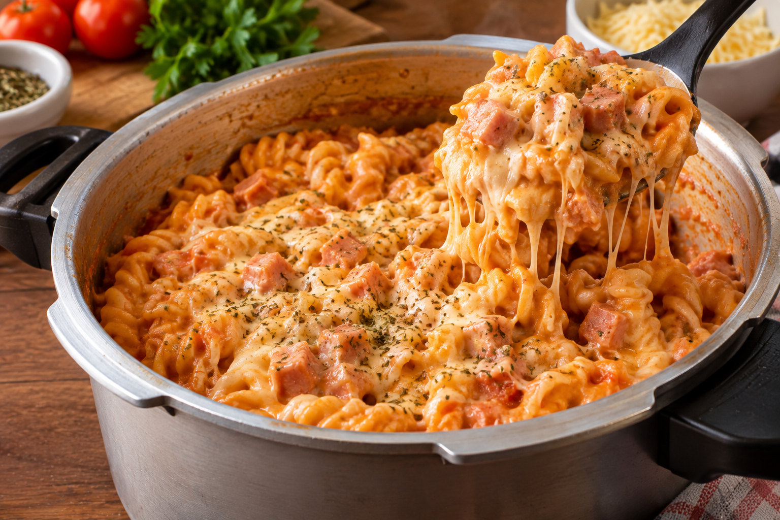 macarrão na panela de pressão