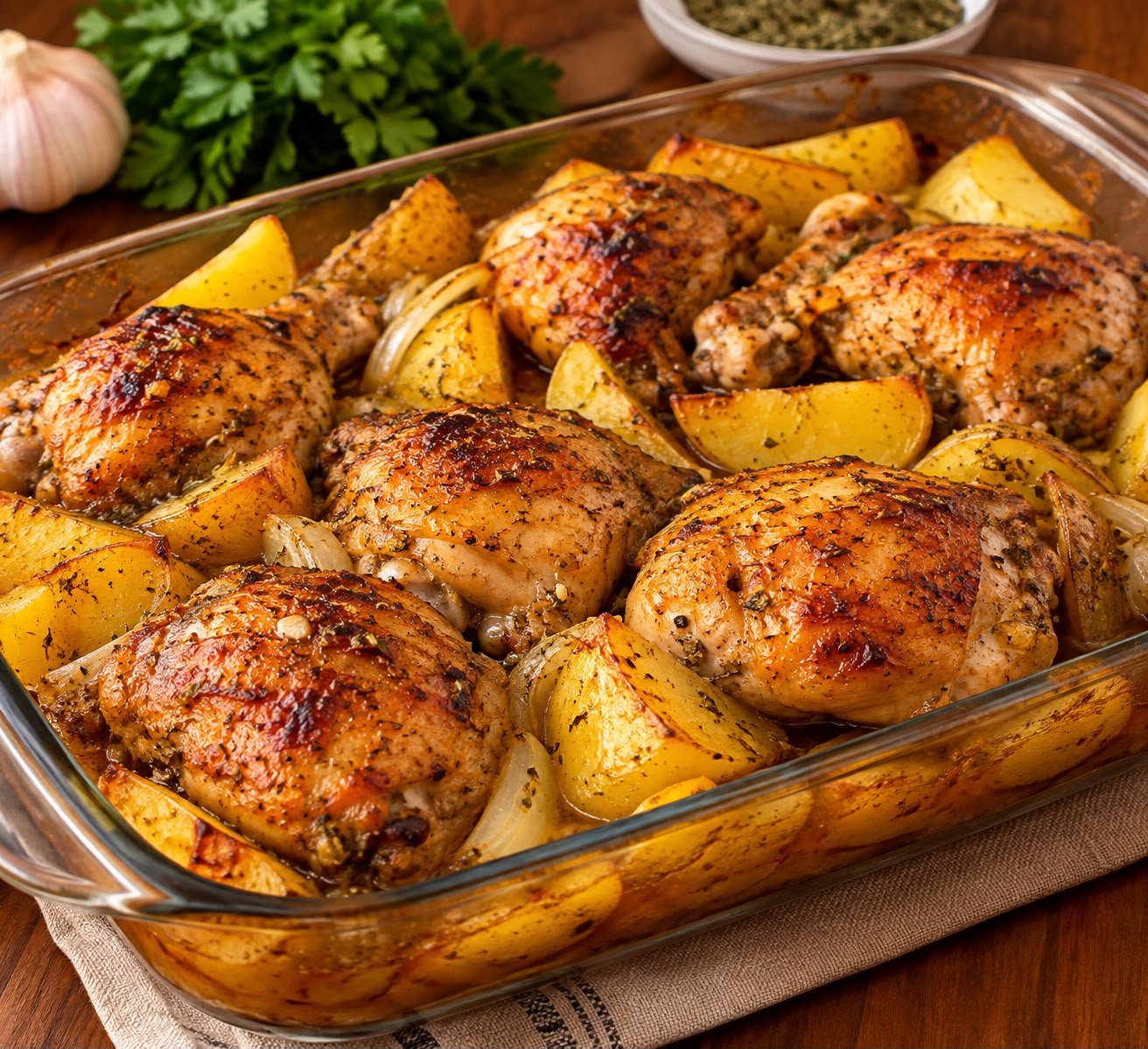 Frango assado com batata no forno
