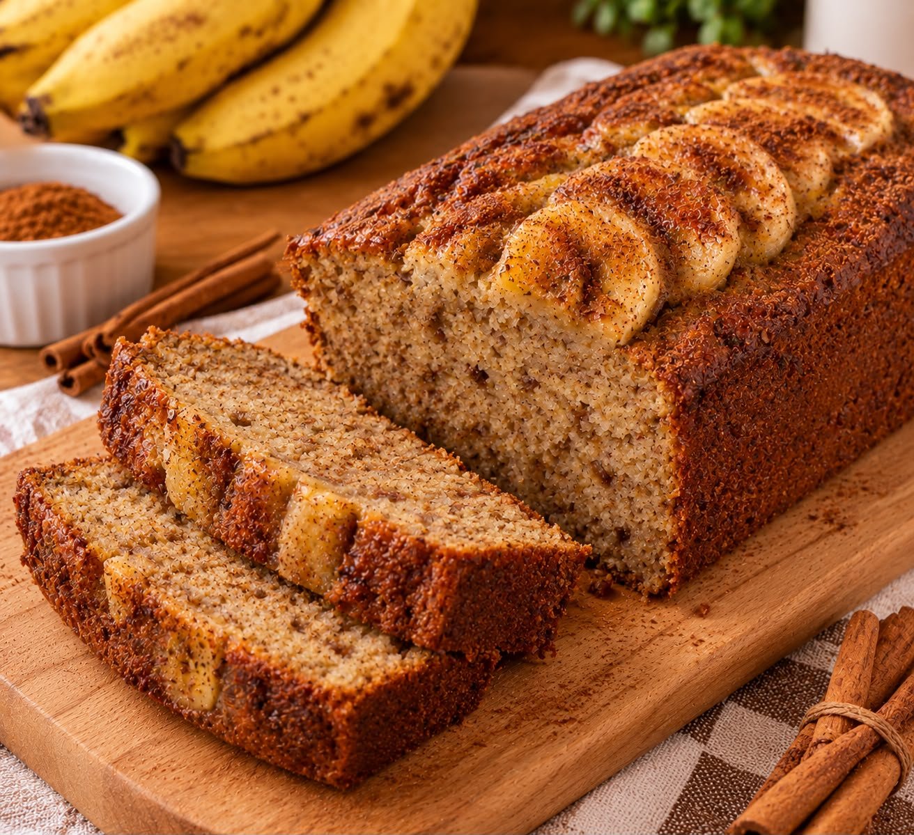 Bolo de banana com canela